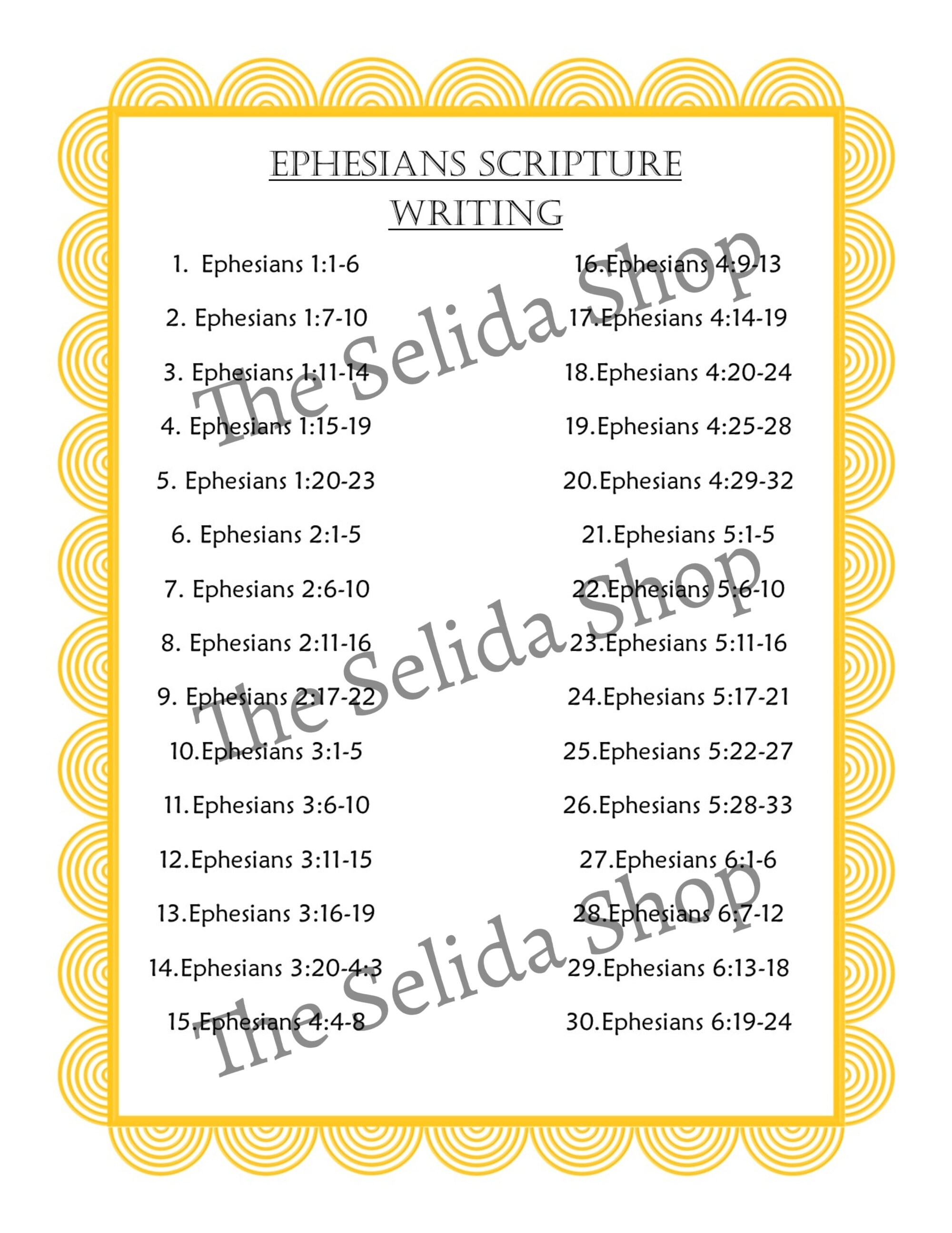 Scripture Writing / Bible Study Plan - Ephesians - Etsy