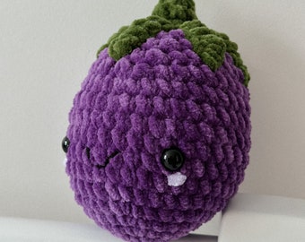 Gemüse häkeln, Aubergine häkeln Plüschtier, Amigurumi kawaii Plüsch Gemüse, süßes Spielzeug, weiches Obst Gemüse, häkeln Essen Spielzeug, Spielküche