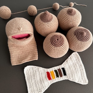 Midwife doula gift set for Breastfeeding, training lactation consultant, obstetrician student crochet set, baby puppet breast demonstration