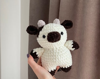 Black and white crochet cow | plushie stuffed cow amigurumi | farm animal toy | dark side cow