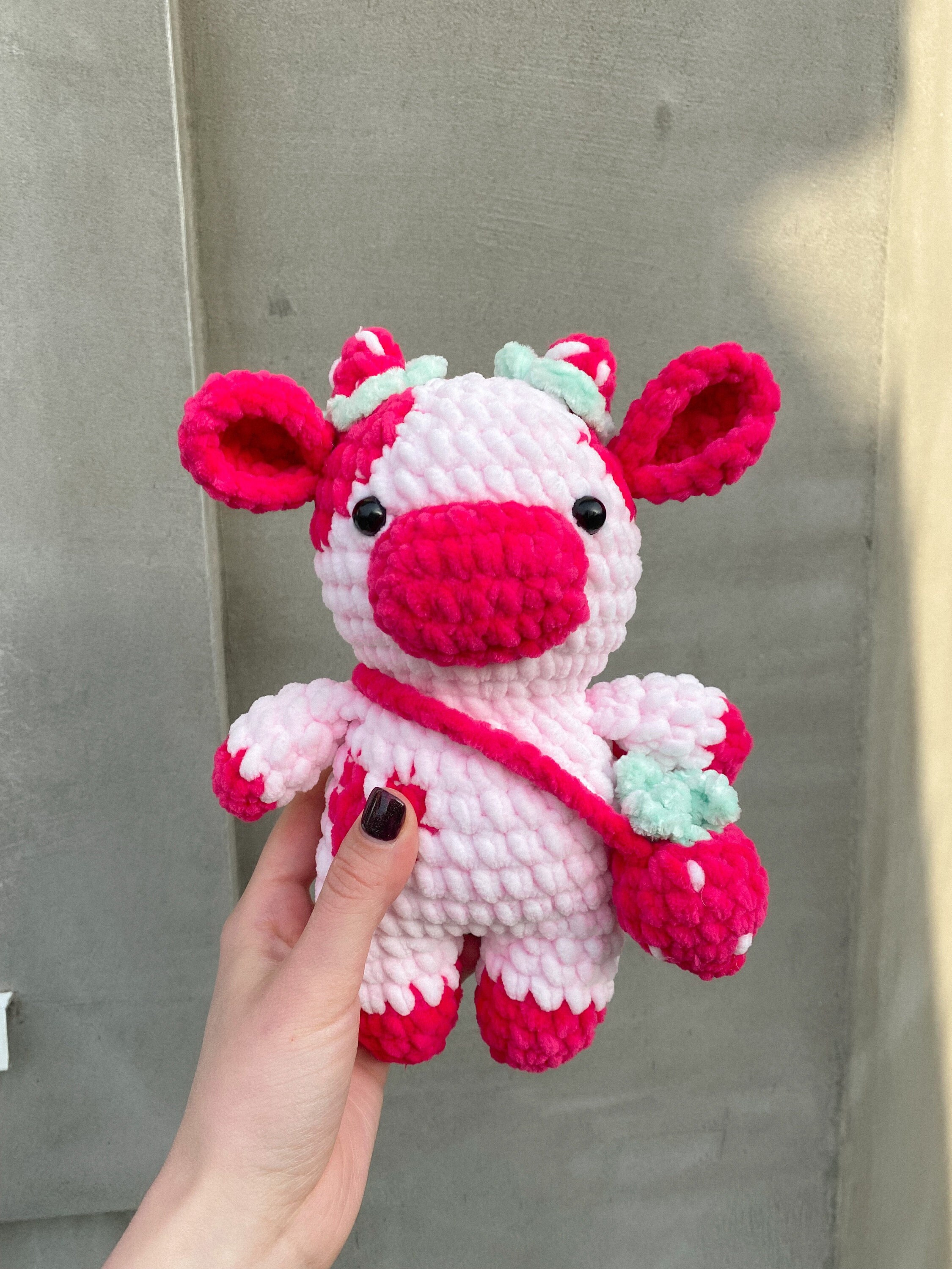 Crochet Strawberry Cow