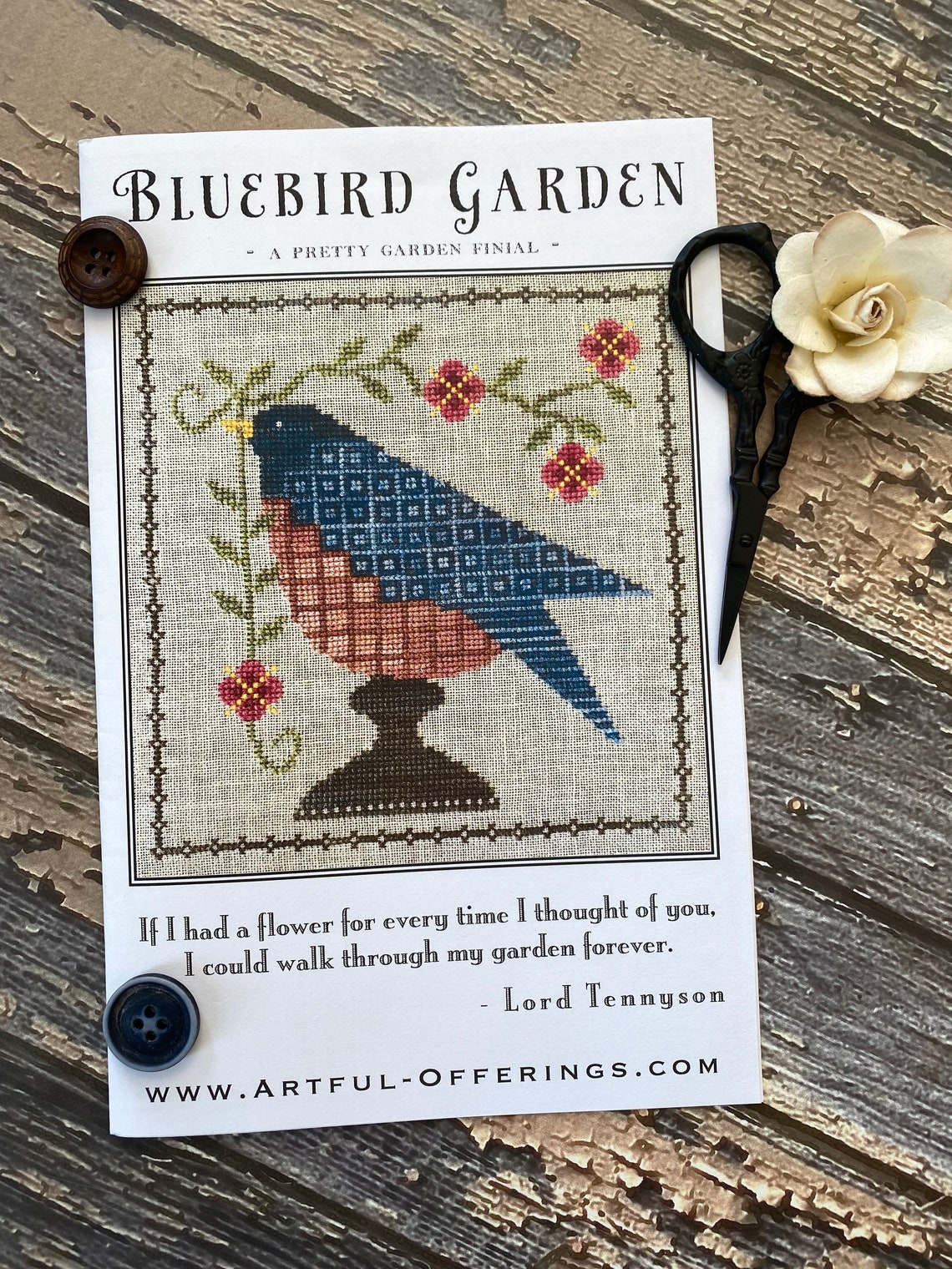 Bluebird Garden ArtfulOfferings Counted Cross Stitch Etsy