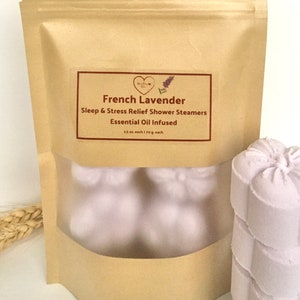 BIG Strongly Scented Black Amber Lavender Shower Steamers Extra Large Essential Oil Aromatherapy Deep Relaxation Self Care Gift French Lavender