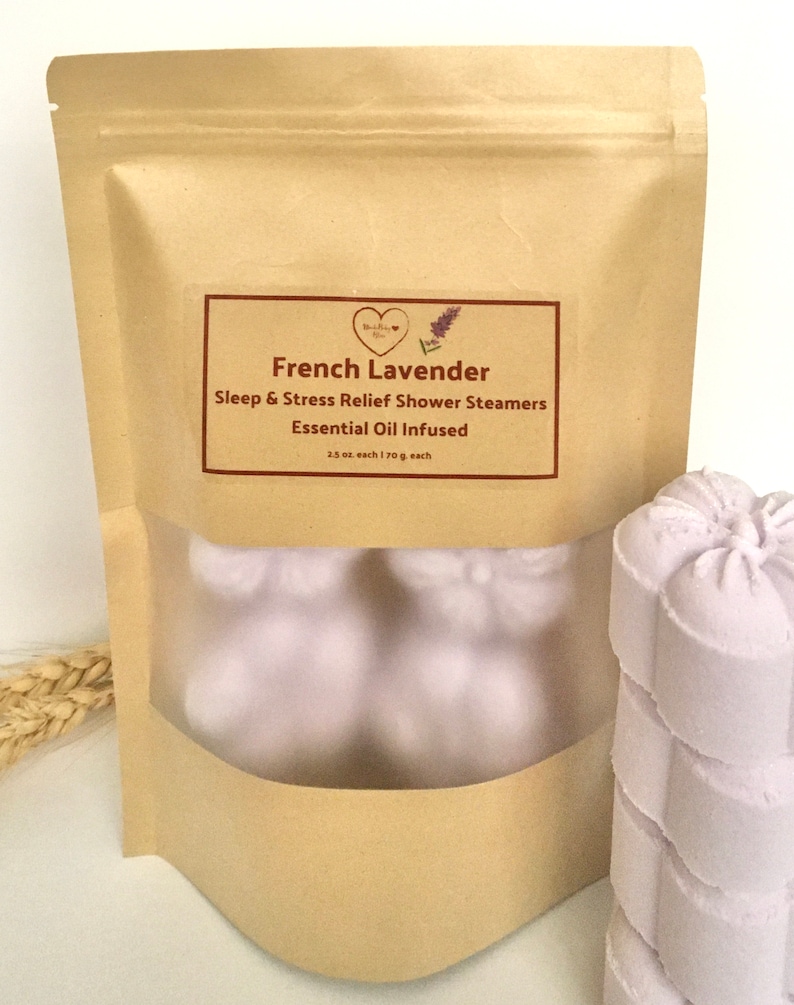 BIG Strongly Scented Black Amber Lavender Shower Steamers Extra Large Essential Oil Aromatherapy Deep Relaxation Self Care Gift French Lavender