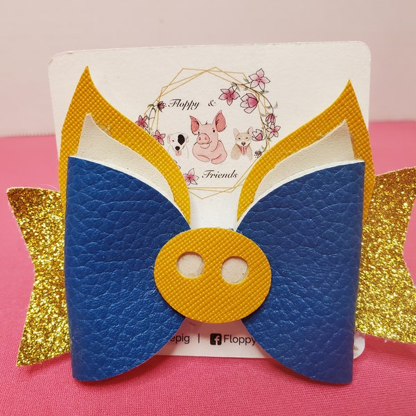 Blue & Gold FFA Floppy Pig Hair Bow-Hair Accessory-Headband-Clip