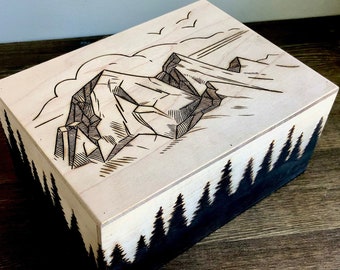 Jewelry Box 8"x6" North Shore Mountain - Custom Memory Box/Personalized Gift Keepsake Box