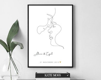 Affiche Single Line Visage