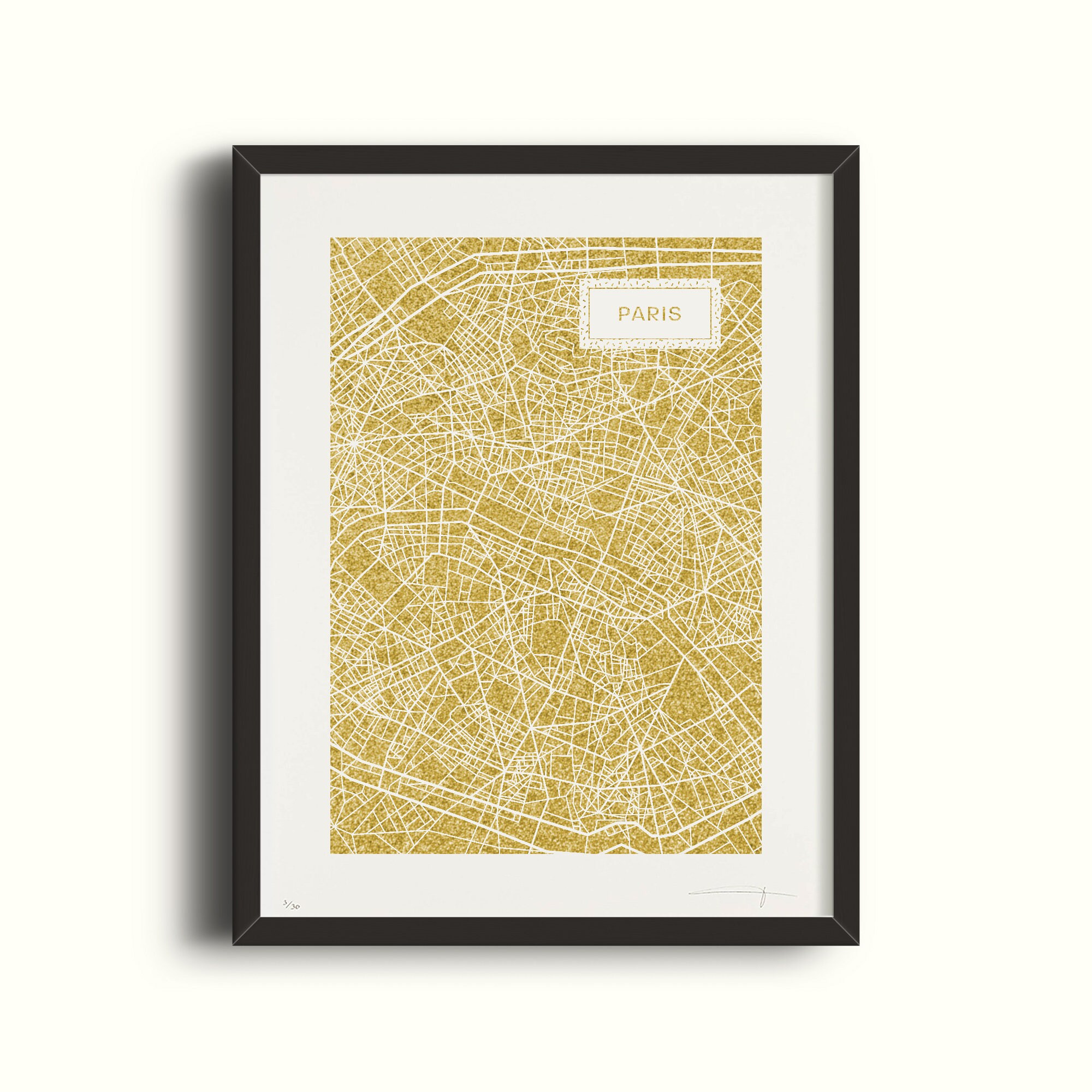 Paris - Sérigraphie Or Paillette 30 Exemplaires Papier 350G 30x40cm La Motiferie Illustration Voyage