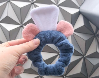 Remy-inspired ear scrunchie for women, chunky fleece hair accessory gift for her, fluffy elastic hair tie for disney-lovers