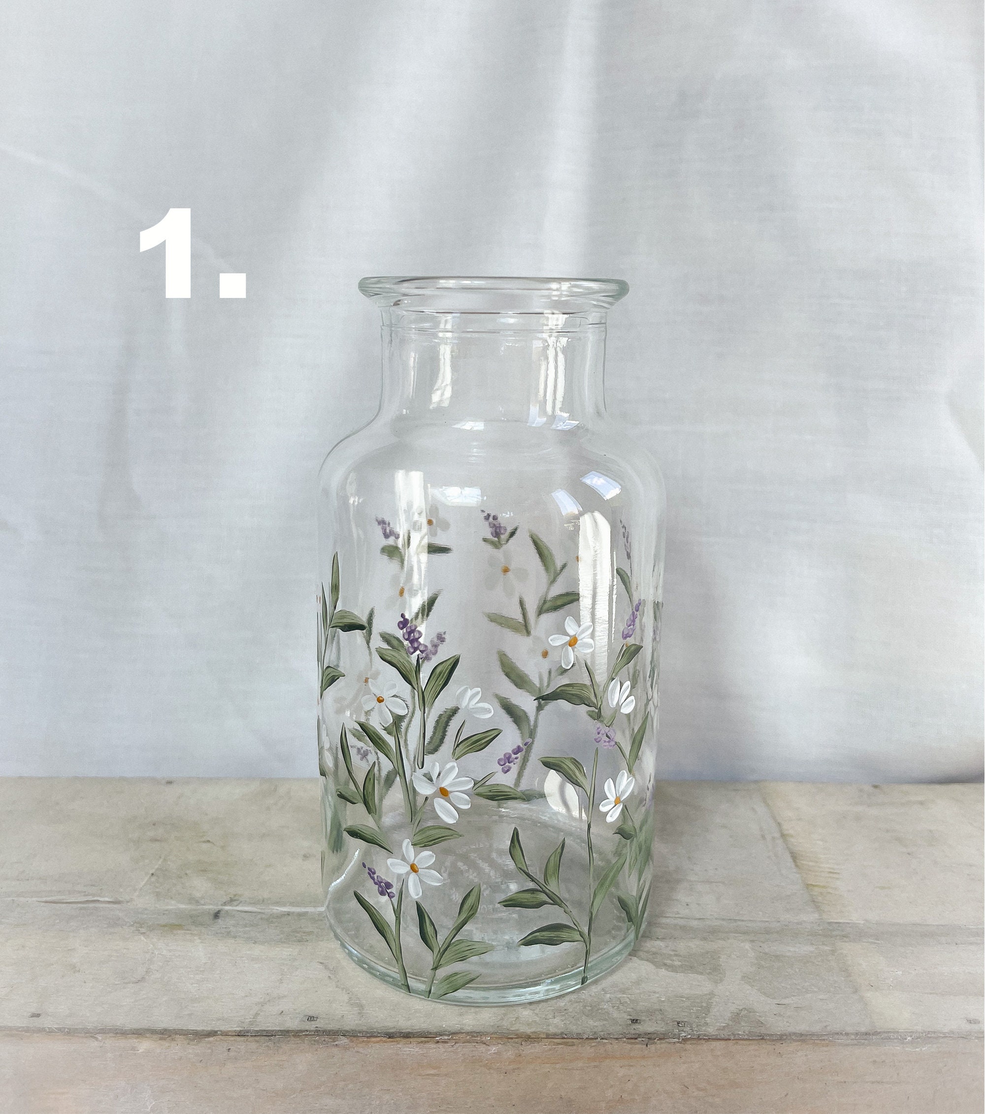 Handpainted Floral Glass Bottle Vase Decorative Bottles Etsy UK