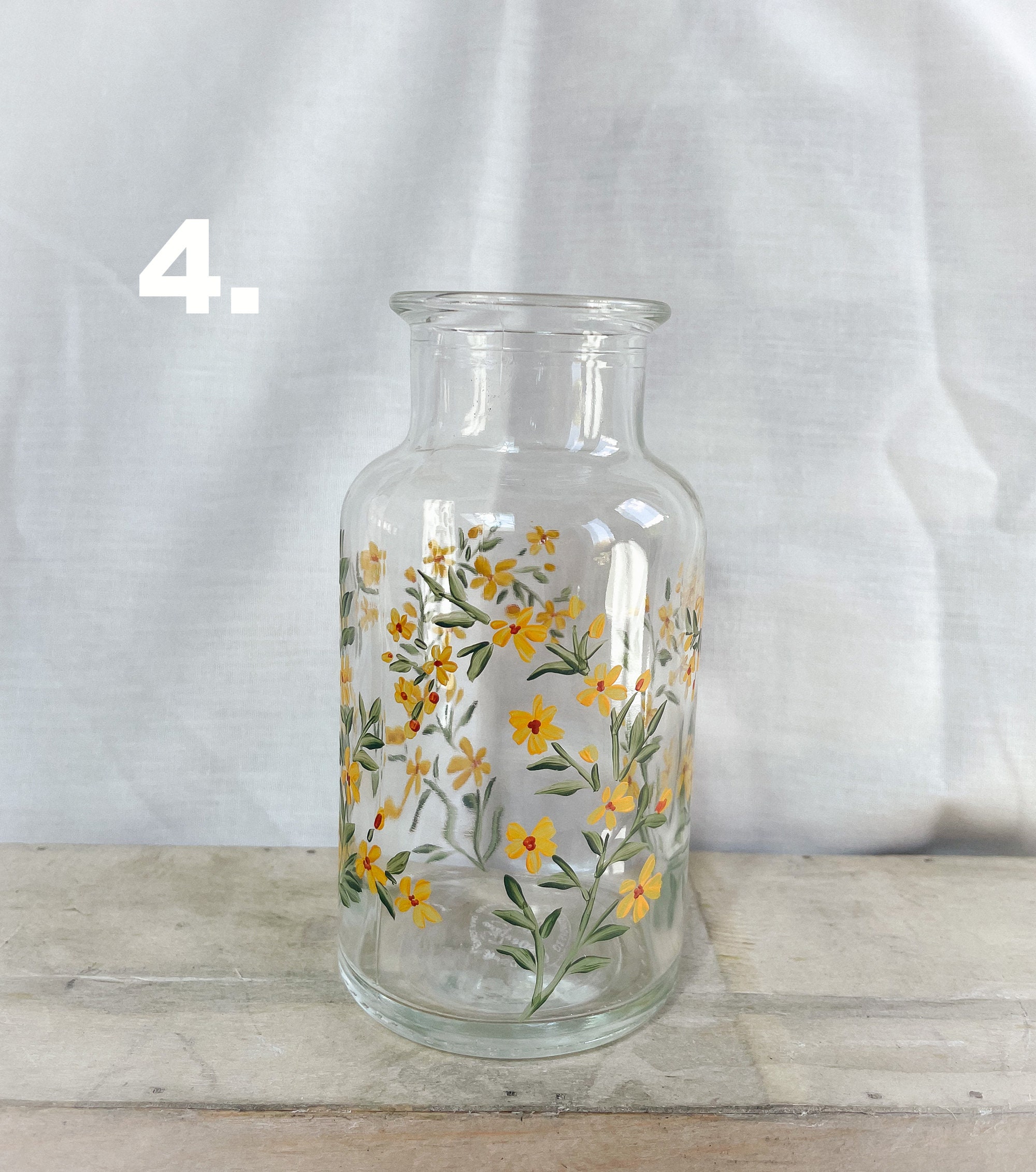 Handpainted Floral Glass Bottle Vase Decorative Bottles Etsy UK