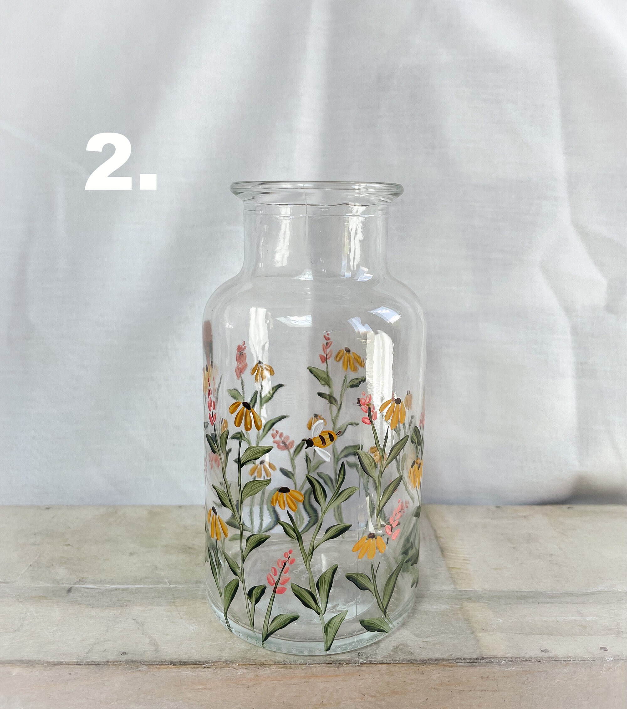 Handpainted Floral Glass Bottle Vase Decorative Bottles Etsy UK