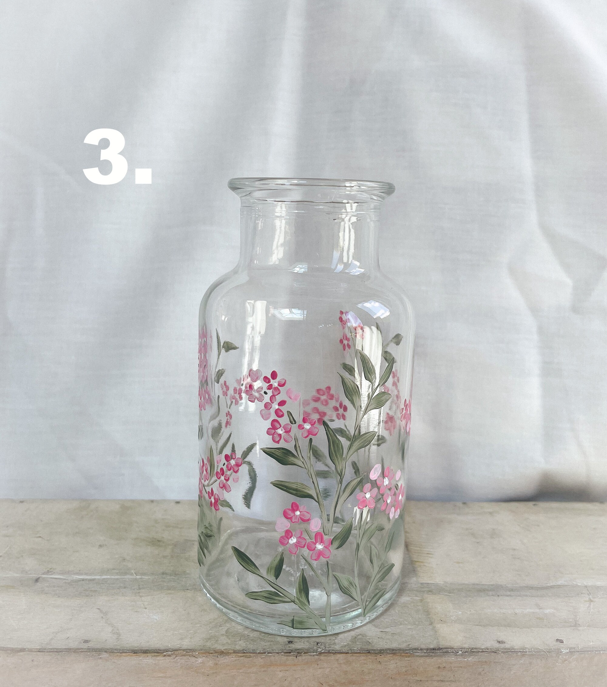 Handpainted Floral Glass Bottle Vase Decorative Bottles Etsy UK