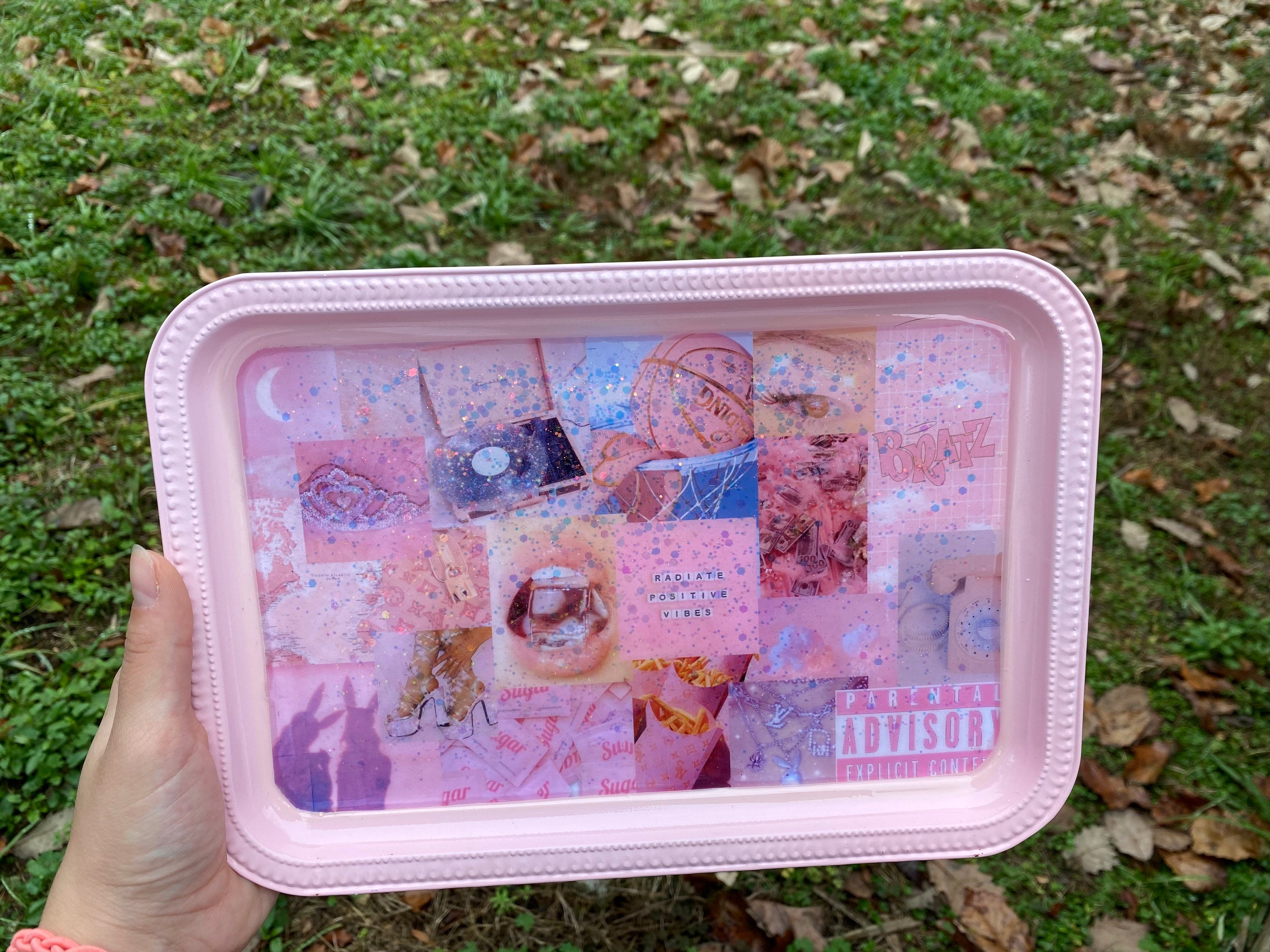 Pink Aesthetic Collage Rolling Tray Etsy