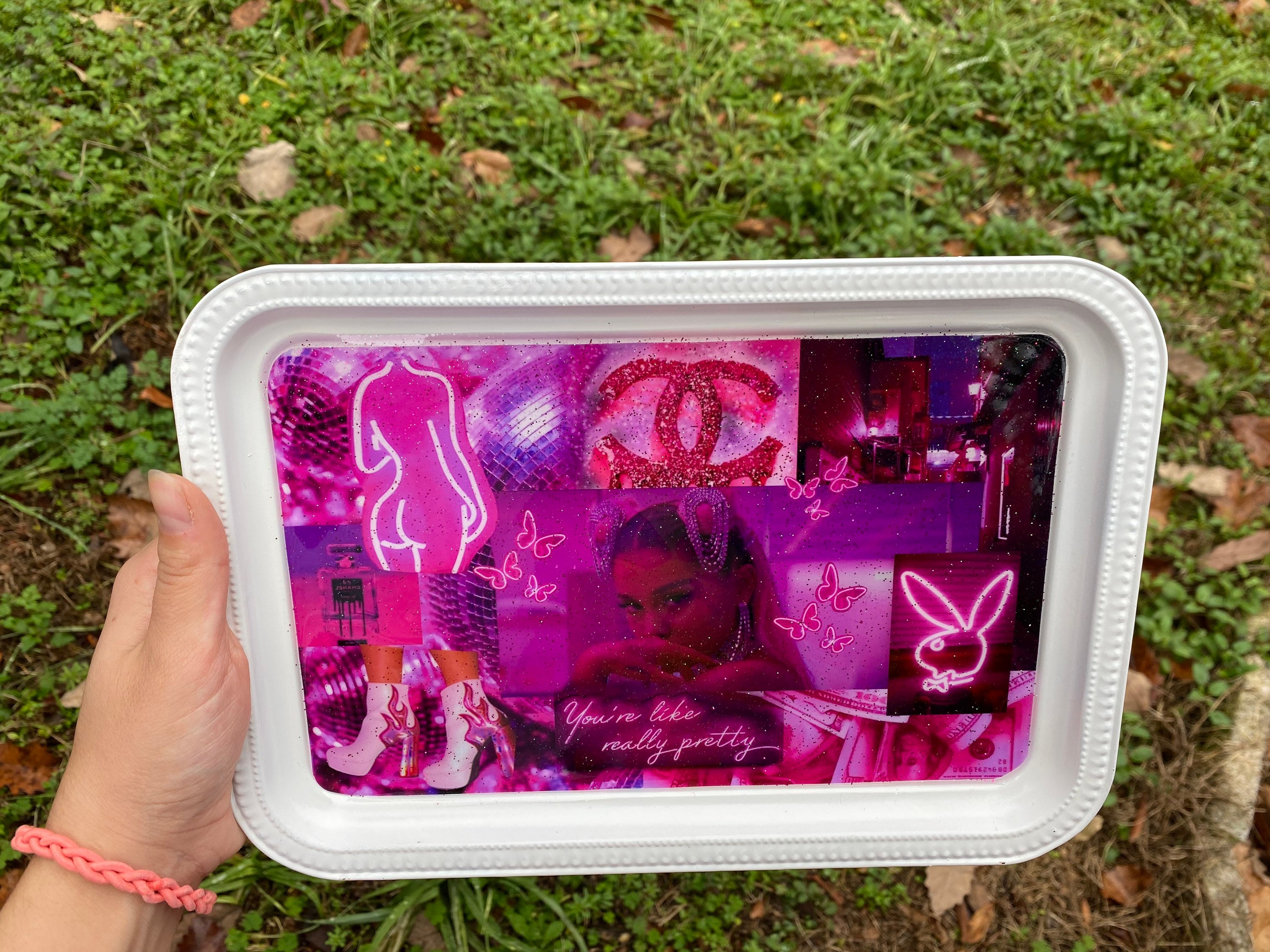 Hot Pink Aesthetic Rolling Tray Etsy
