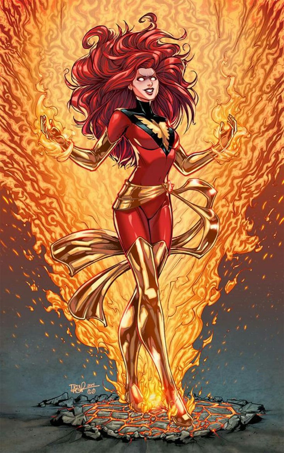 Jean Grey Dark Phoenix White Red Green X Men Marvel Comics | Etsy