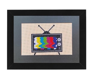 TV Static Cross Stitch 5x7 Card