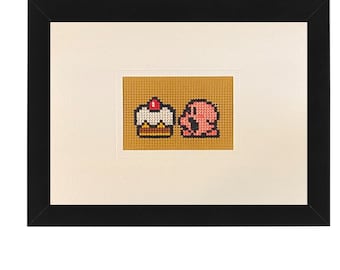 Kirby Cake Cross Stitch 5x7 Card