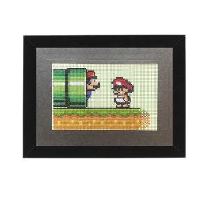 Mario rencontre bébé Mario Cross Stitch 5x7 Carte