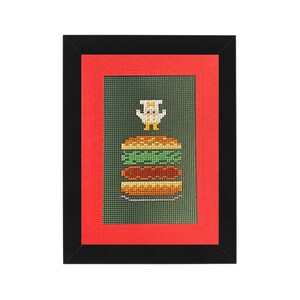 Burger Time Cross Stitch Carte 5x7