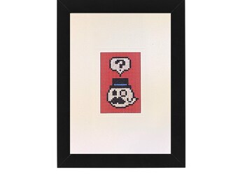 Mustache Ghost Cross Stitch 5x7 Card