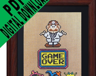 Dr Mario, Game Over Cross Stitch Pattern