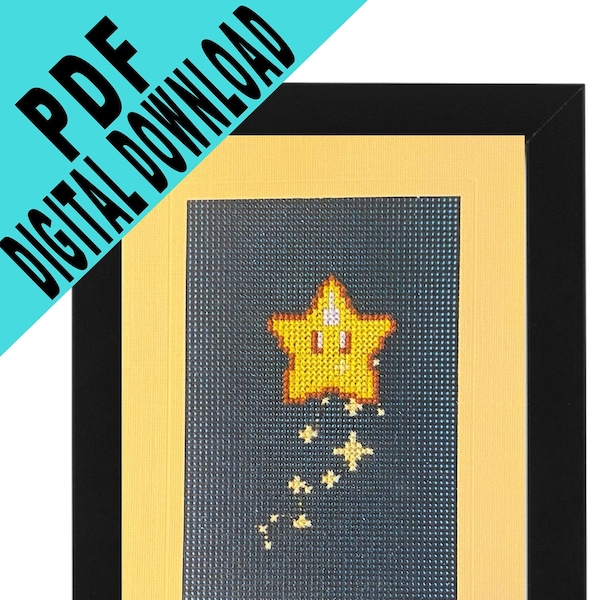 Carte 5 x 7 motif étoile filante au point de croix