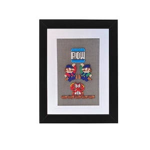 Mario et Luigi POW Cross Stitch 5x7 Carte