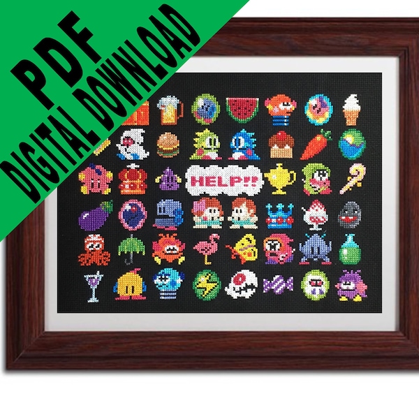 Modèle de point de croix personnages Bubble Bobble
