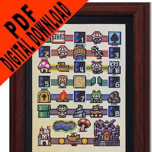 Modèle de point de croix carte Super Mario 3