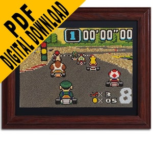 Mario Kart in Action Cross Stitch Pattern