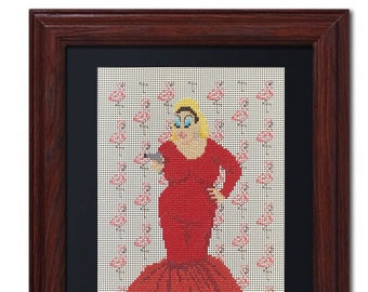 Divine, Pink Flamingos Cross Stitch