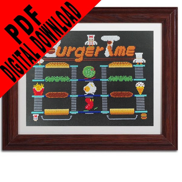 Burger Time Cross Stitch Pattern