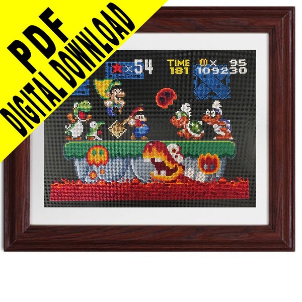 Super Mario 3, Fire Cross Stitch Pattern