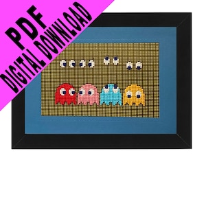 Carte 5x7 de modèle de point de croix de Pacman Ghosts