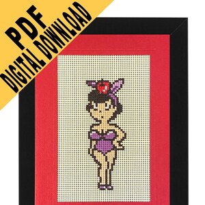 Apfel Mädchen Kreuzstich Muster 5x7 Karte