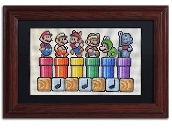 Super Mario 3, Pipes Cross Stitch - MADE TO ORDER
