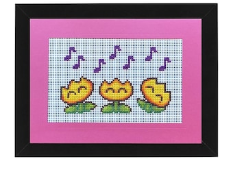 Singing Flowers Cross Stitch 5x7 Card