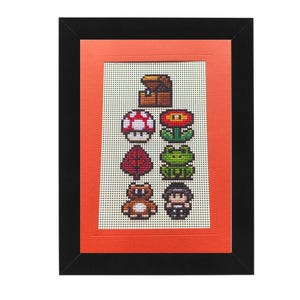 Super Mario 3 Cross Stitch 5x7 Card
