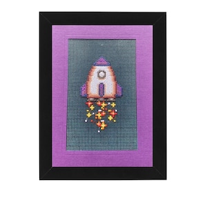 Rocket Cross Stitch 5x7 Card