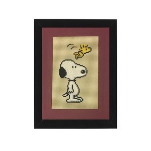 Carte 5x7 De Point de croix de Snoopy et Woodstock