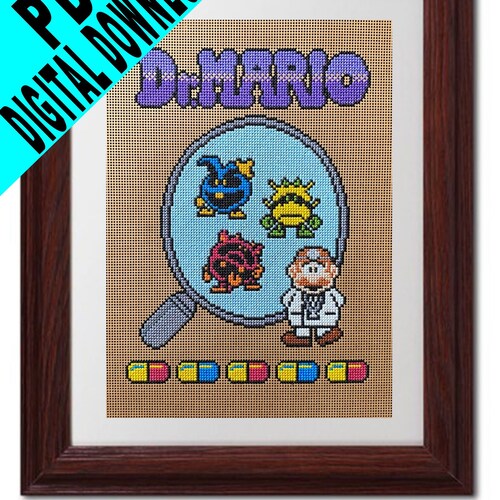 Dr Mario Magnifying Glass Cross Stitch Pattern Etsy