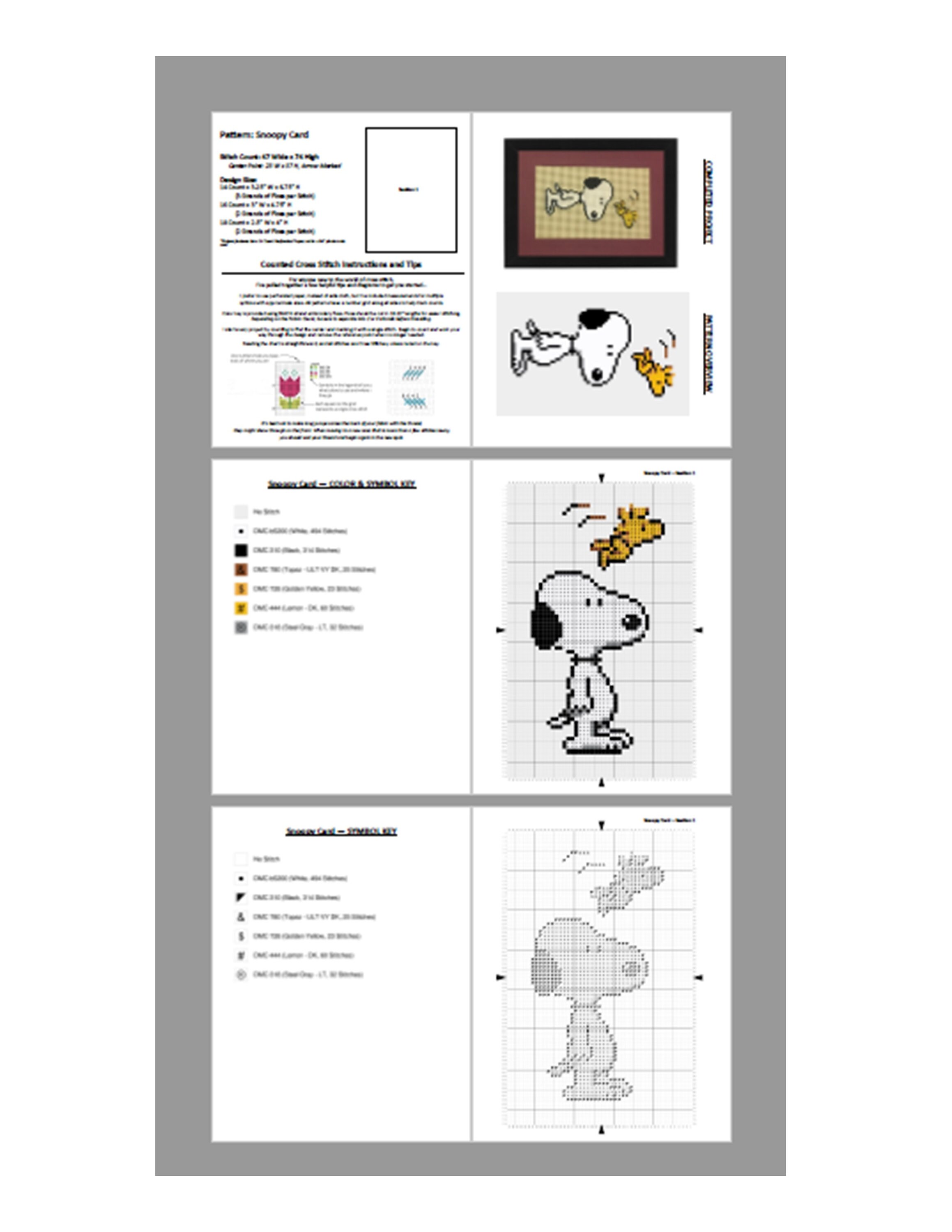 Snoopy & Woodstock Cross Stitch Pattern 5x7 Card - Etsy