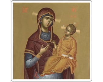 Square Stickers Virgin Mary,Mother of God,Panagia,Theotokos,byzantine,orthodox,greek russian church