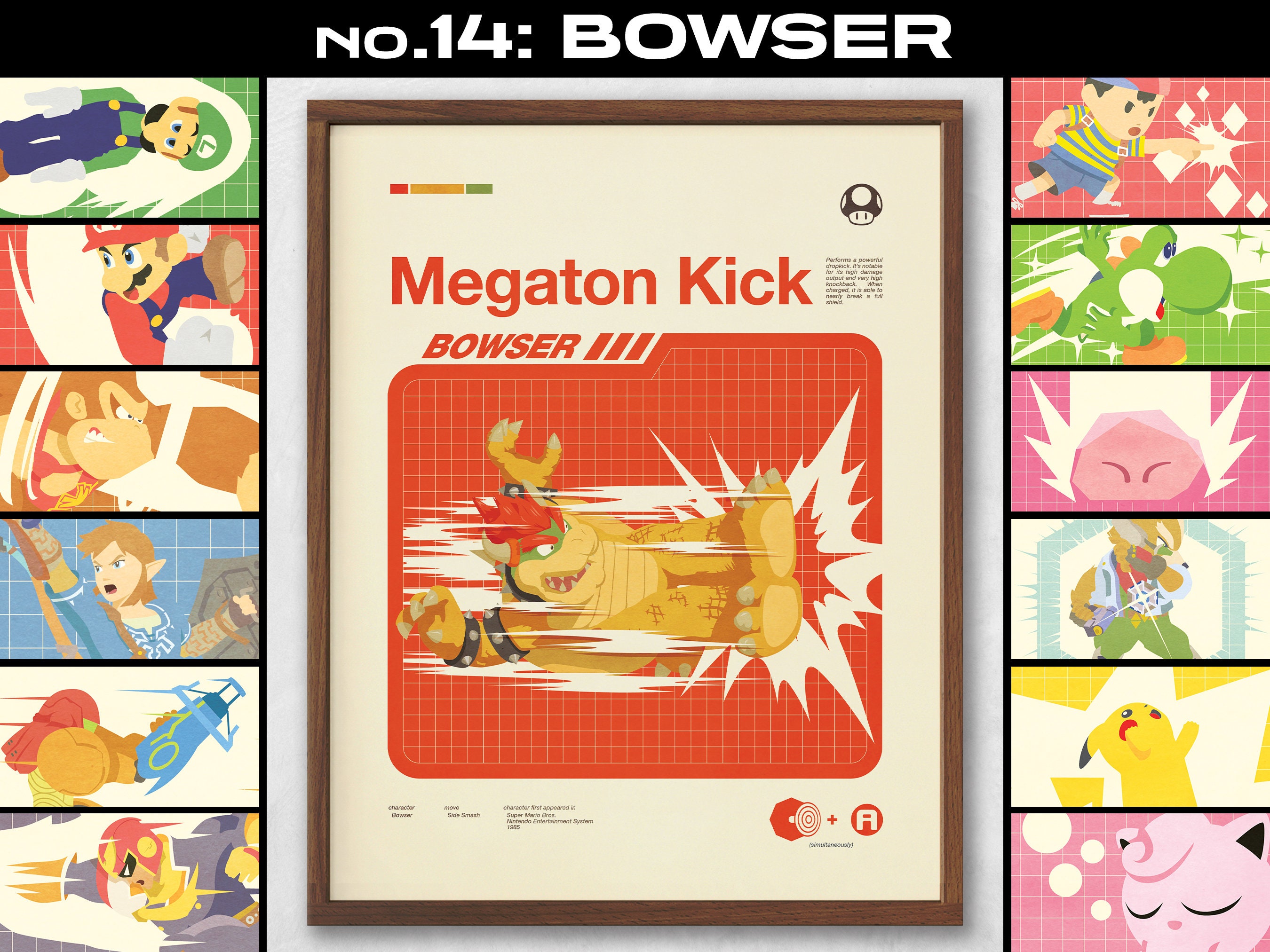 Smash Bros Moveset Series - BOWSER / MEGATON KICK No.14 - Etsy