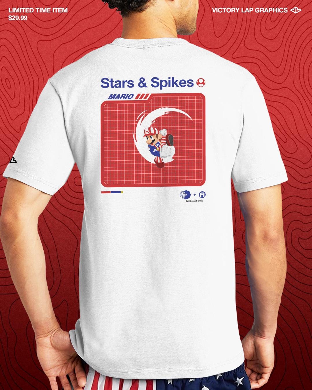 Mario Forward Aerial 4th of July T-SHIRT Smash Bros Inspired Festive  T-Shirt
