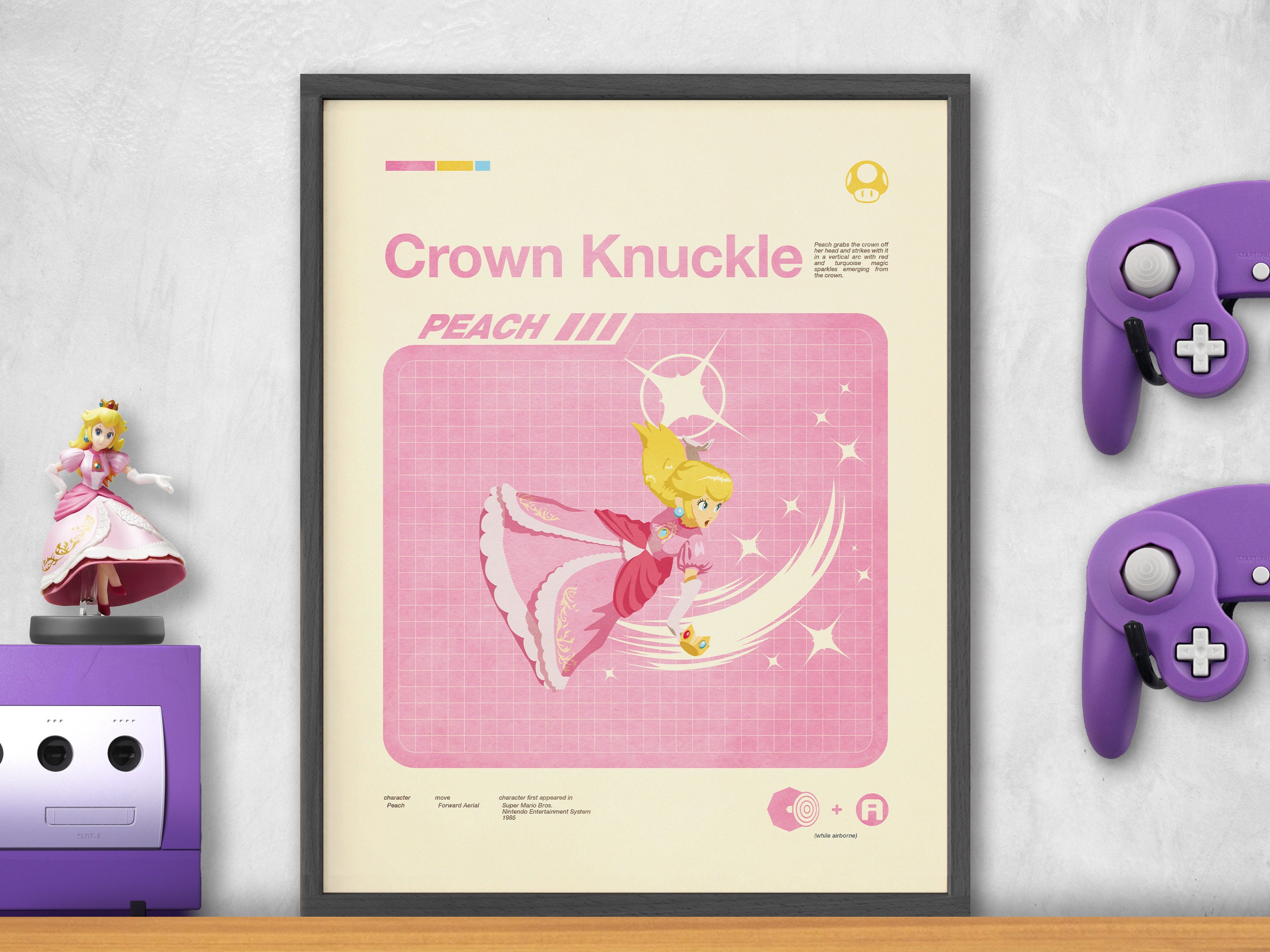 Serie de movimientos de Super Smash Bros - PEACH / CROWN KNUCKLE n.º 13 -  Etsy México, image size:2700x2025