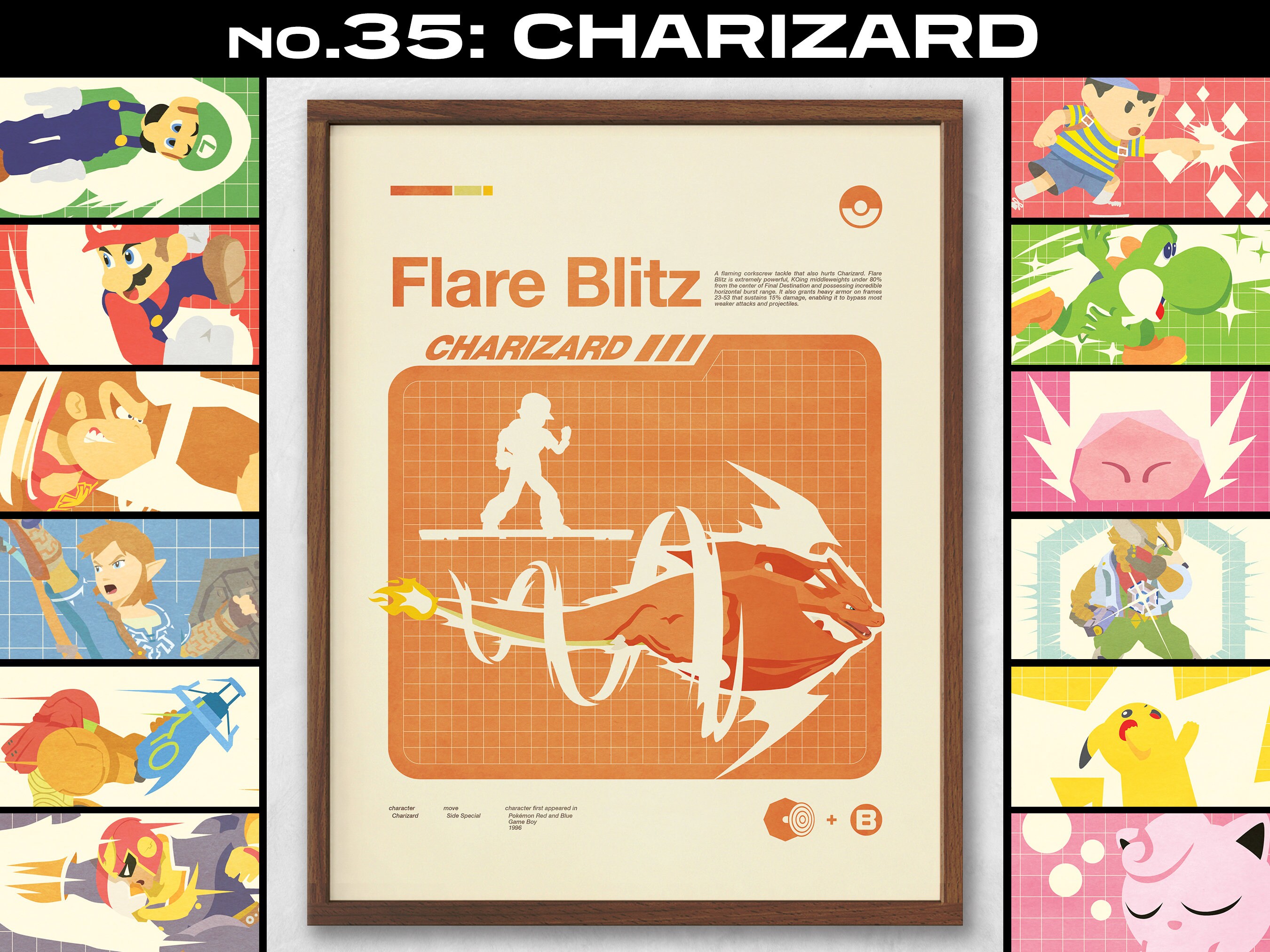 Super Smash Bros Moveset Series - CHARIZARD / FLARE BLITZ No.35 - Etsy