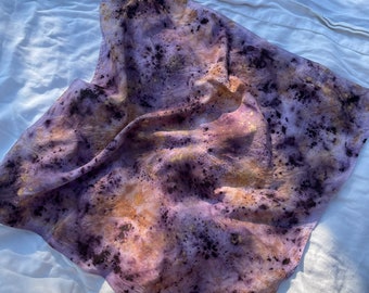 GALAXY ORGANIC COTTON bandana botanical dyed silk scarf, bundle dyed scarf, natural dye, plant dye, scarf, botanical