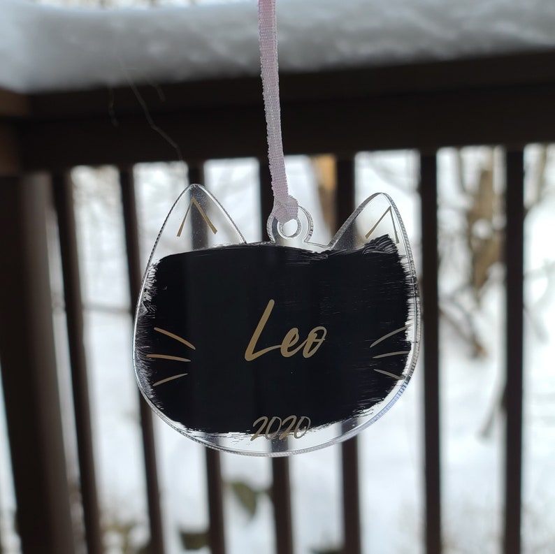 Pet Lover Christmas Kitty Ornament -Pet Memorial Keepsake Hand painted Acrylic Ornament Custom Acrylic Cat Ornament